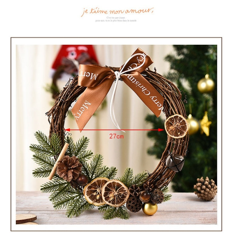 Christmas Decoration Wreath Garland Rattan Door Hanging, Specification: Double Bell Gift Pack
