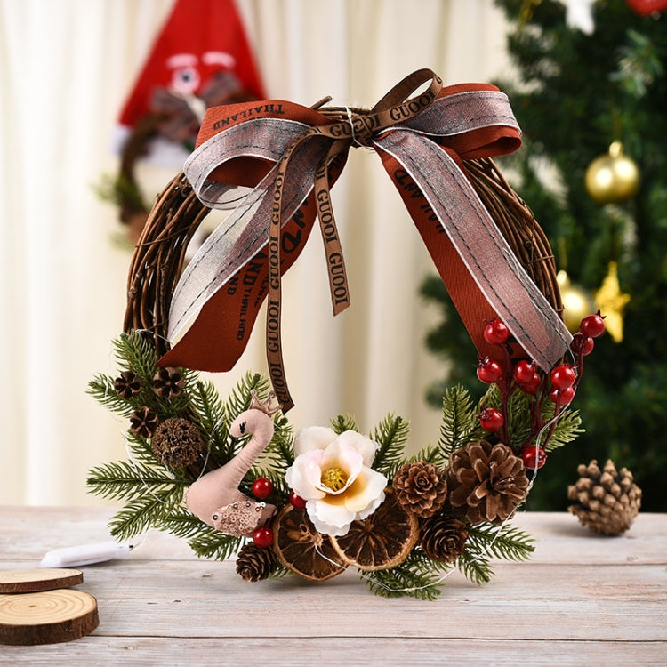Christmas Decoration Wreath Garland Rattan Door Hanging, Specification: Swan