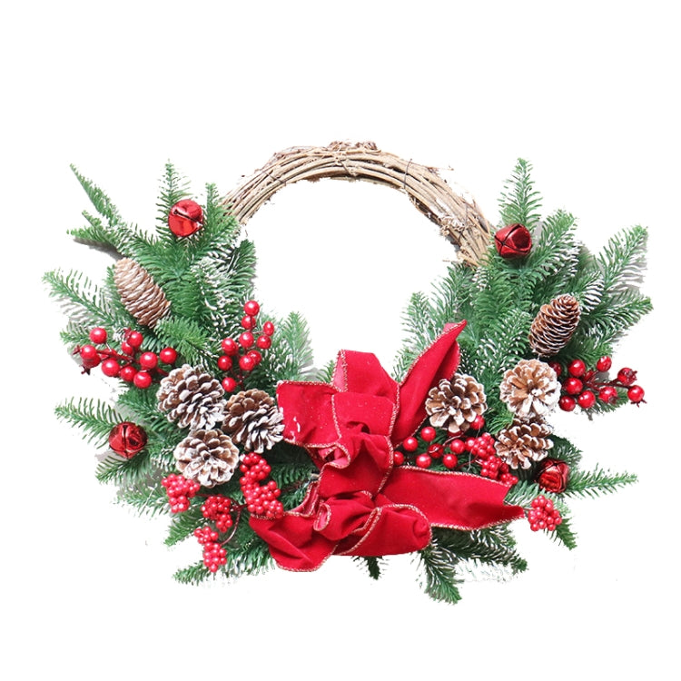 SYWA44 Christmas Red Silk Ornament PE White Pine Fruit Christmas Wreath