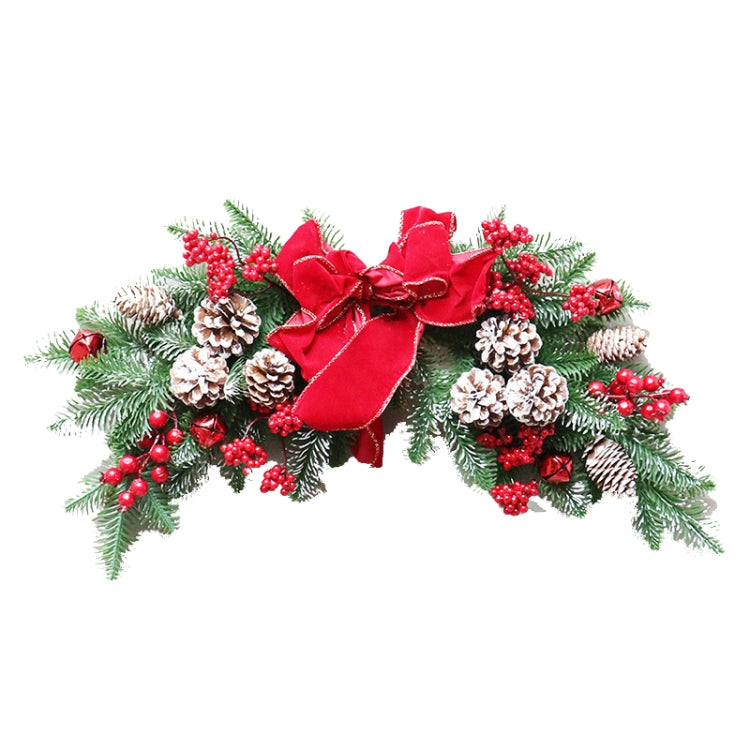 SYWA44 Christmas Red Silk Ornament PE White Pine Fruit Christmas Wreath