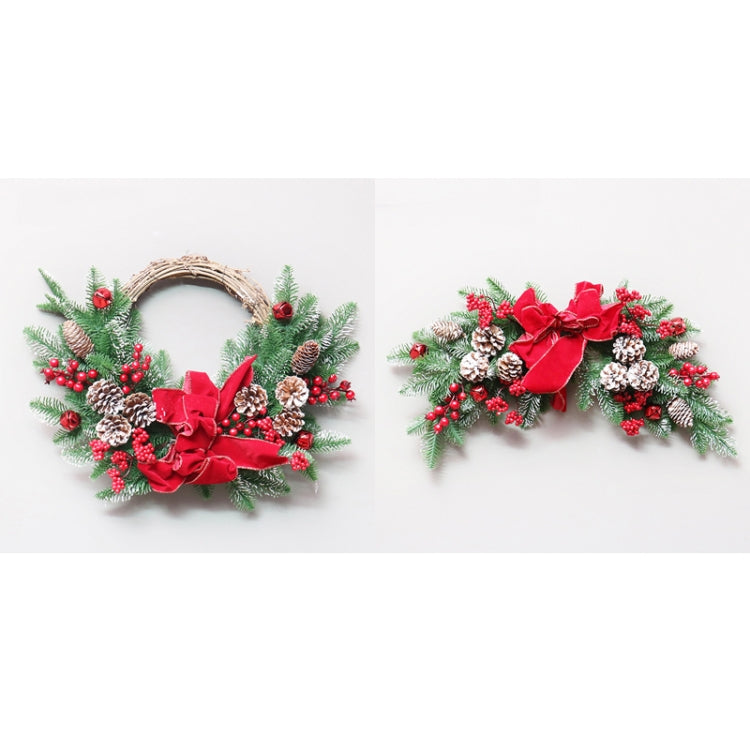 SYWA44 Christmas Red Silk Ornament PE White Pine Fruit Christmas Wreath