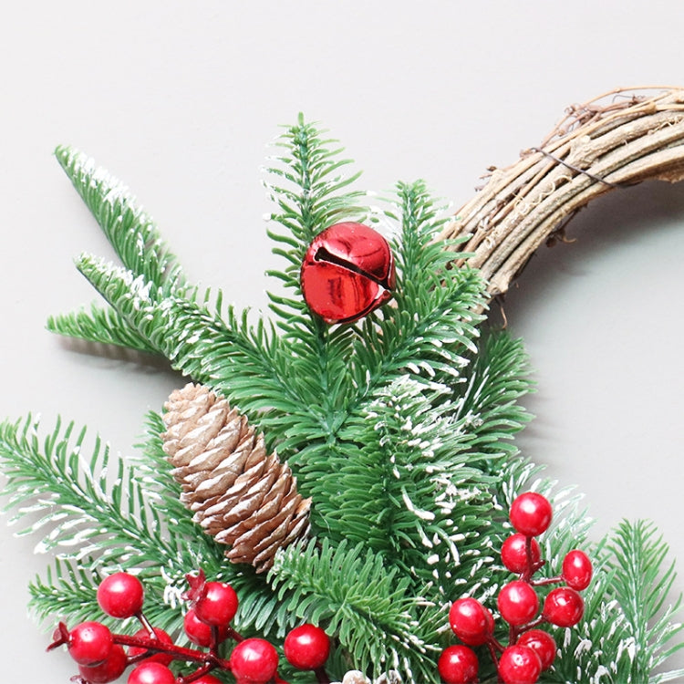 SYWA44 Christmas Red Silk Ornament PE White Pine Fruit Christmas Wreath