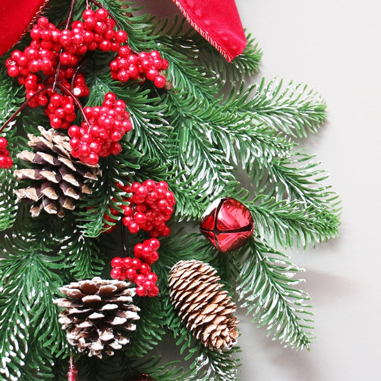 SYWA44 Christmas Red Silk Ornament PE White Pine Fruit Christmas Wreath