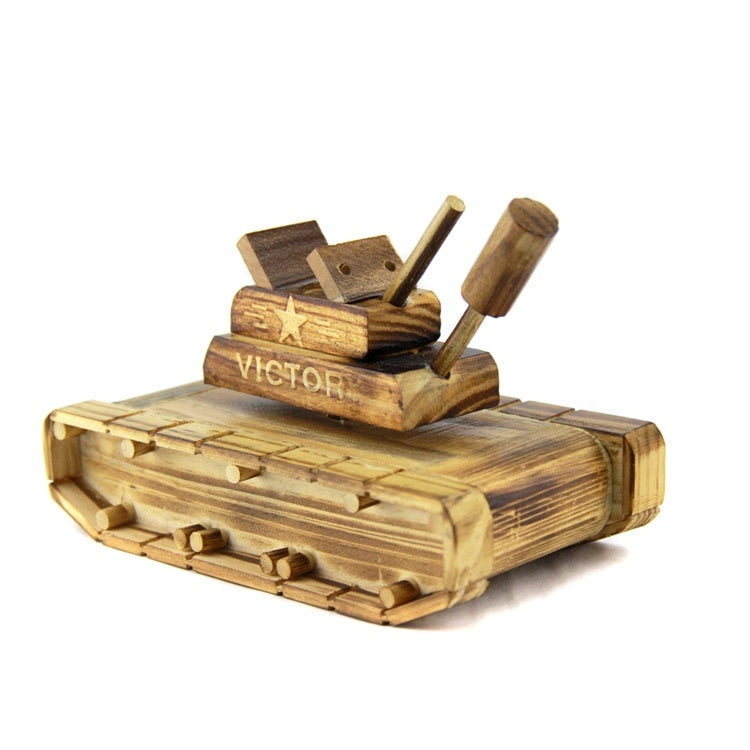 C2024 Simulation Wooden Music Box Home Decoration Retro Ornaments(Tank)