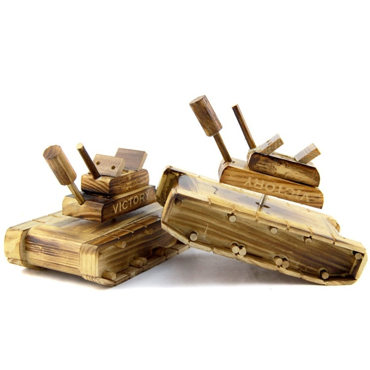 C2024 Simulation Wooden Music Box Home Decoration Retro Ornaments(Tank)