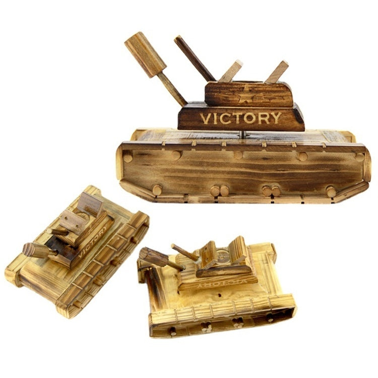 C2024 Simulation Wooden Music Box Home Decoration Retro Ornaments(Tank)