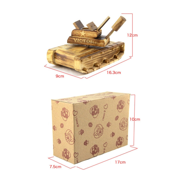 C2024 Simulation Wooden Music Box Home Decoration Retro Ornaments(Tank)