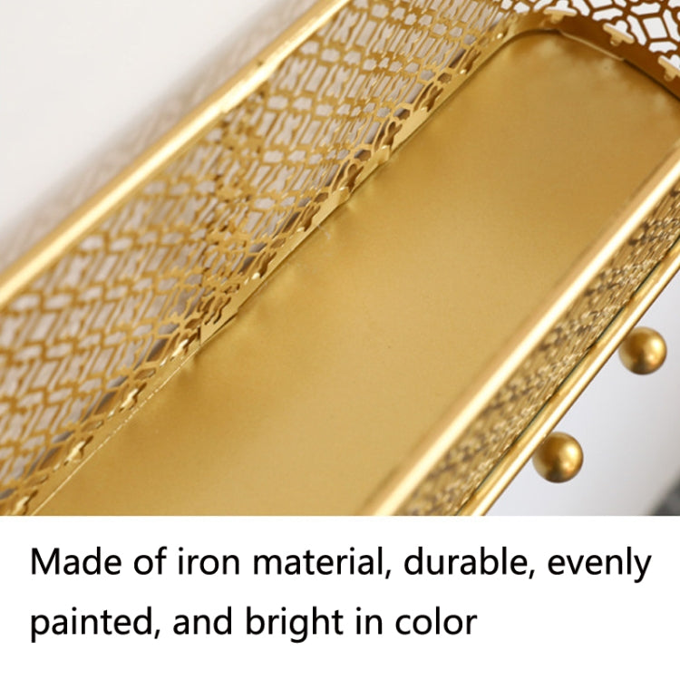 CK0457 Wrought Iron Wall Rack Clothes Key Hook Clothes Storage Wall Hanging Basket, Color: Gold