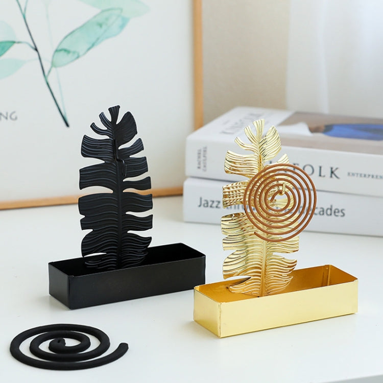 2 PCS CK1662 Wrought Iron Mosquito-Repellent Incense Holder With Ash Sandalwood Box Not Leaking Ash Aroma Diffuser, Specification: Feather Black
