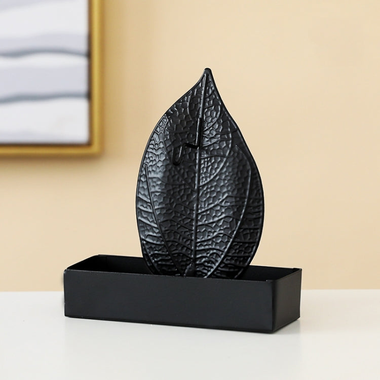 2 PCS CK1662 Wrought Iron Mosquito-Repellent Incense Holder With Ash Sandalwood Box Not Leaking Ash Aroma Diffuser, Specification: Camellia Leaf Black