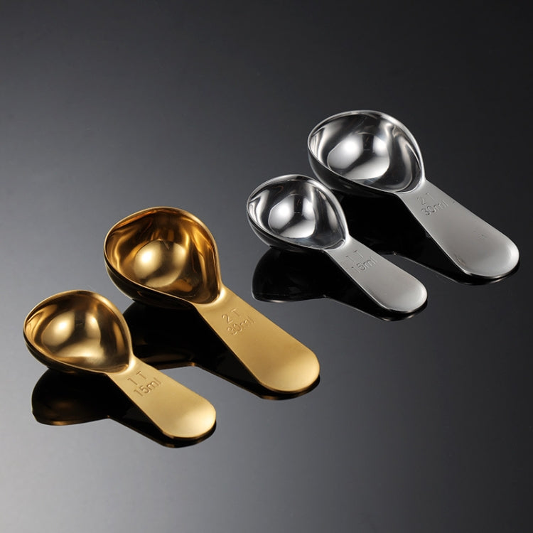 2 PCS 304 Stainless Steel Measuring Cup Spoon Gourd Shape Tea Spoon Kitchen Baking Supplies, Specification: Large 30ml (Rose Gold)