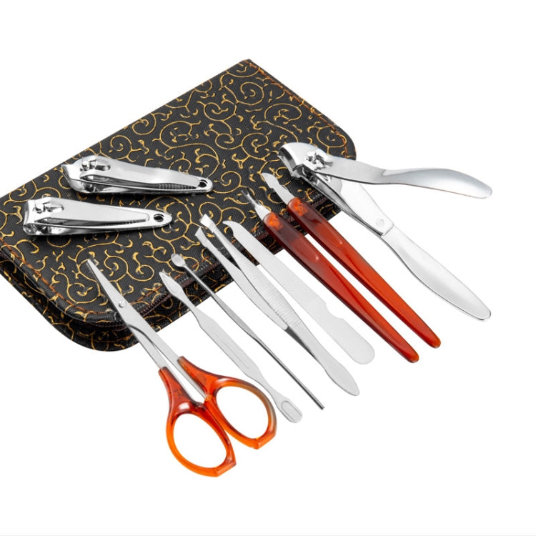 2 Sets 10-in-1 Nail Clippers Set Stainless Steel Nail Clippers Tweezers Set With Leather Case With Leather Case