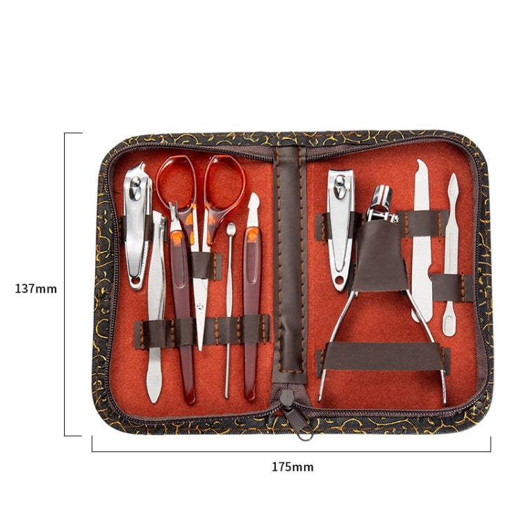 2 Sets 10-in-1 Nail Clippers Set Stainless Steel Nail Clippers Tweezers Set With Leather Case With Leather Case