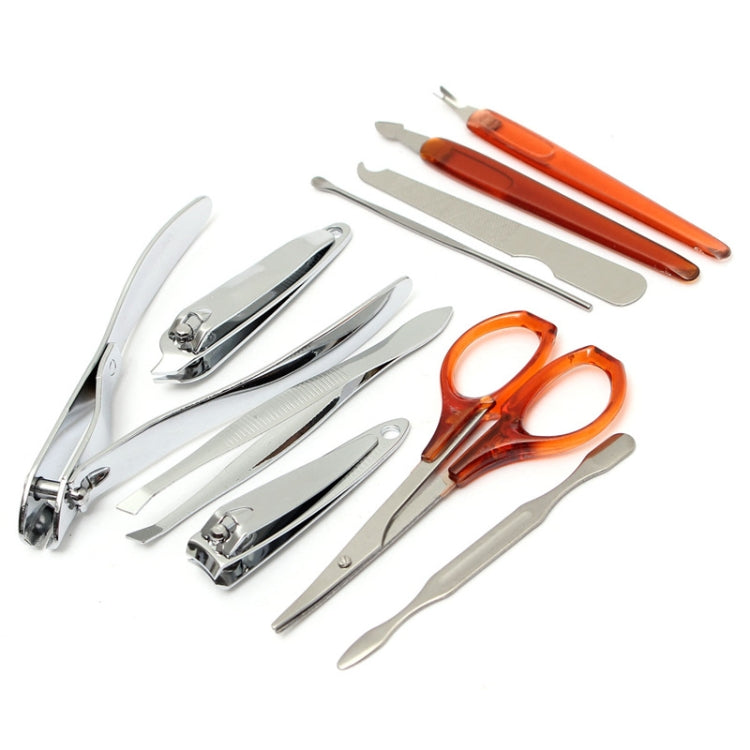 2 Sets 10-in-1 Nail Clippers Set Stainless Steel Nail Clippers Tweezers Set With Leather Case With Leather Case