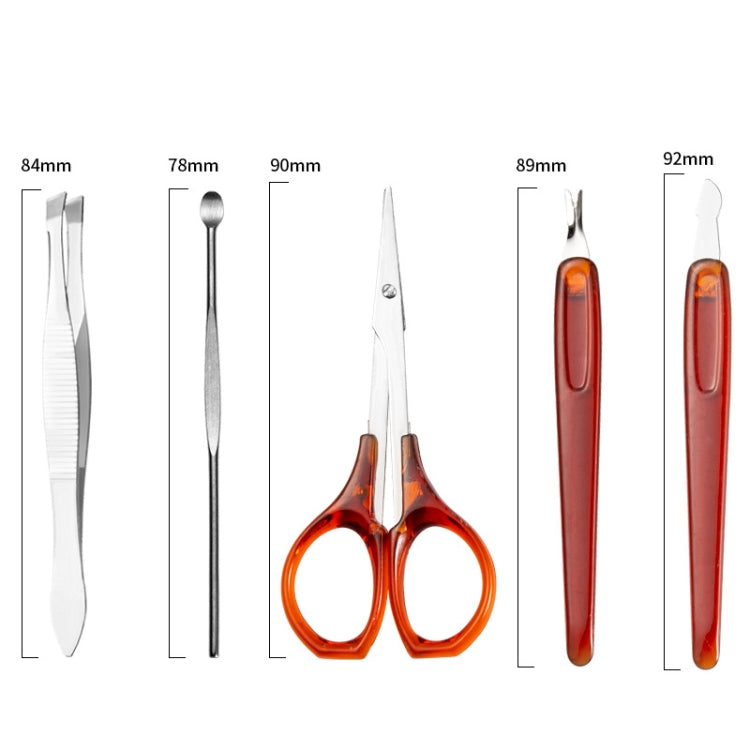 2 Sets 10-in-1 Nail Clippers Set Stainless Steel Nail Clippers Tweezers Set With Leather Case With Leather Case