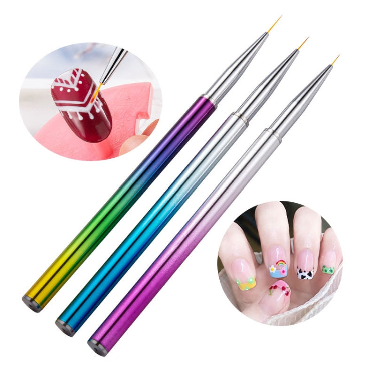 3 Sets 3-in-1 Color Titanium Nail Pen Color Drawing Pen Drawing Flower Nail Tool(7/9/11mm)