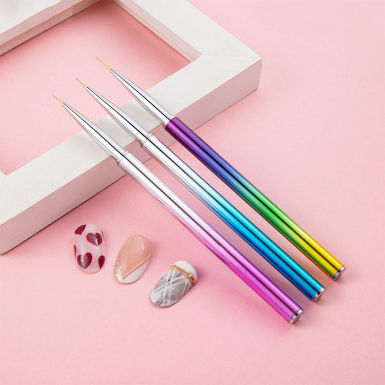3 Sets 3-in-1 Color Titanium Nail Pen Color Drawing Pen Drawing Flower Nail Tool(7/9/11mm)