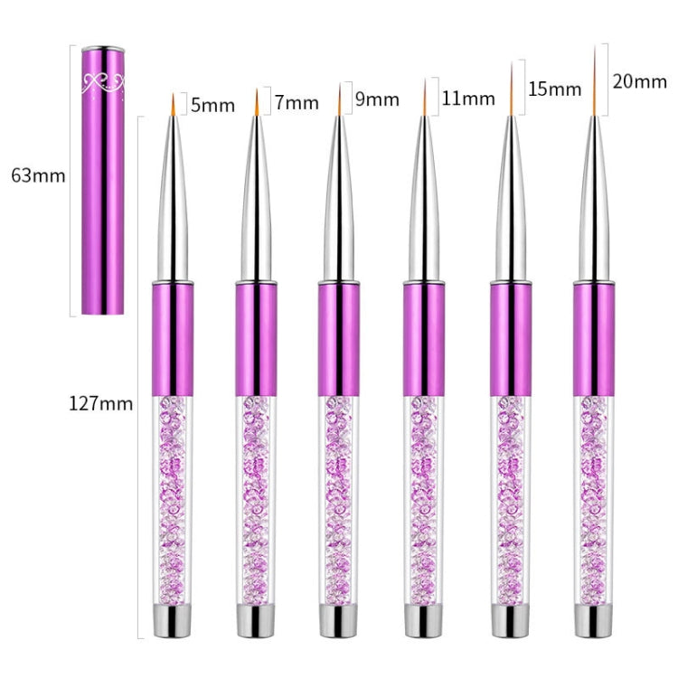 2 PCS Nail Art Drawing Pen Purple Drill Rod Color Painting Flower Stripe Nail Brush With Pen Cover, Specification: 11mm