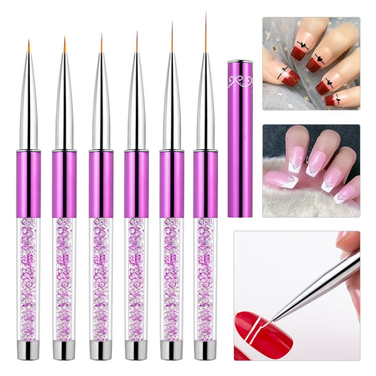 2 PCS Nail Art Drawing Pen Purple Drill Rod Color Painting Flower Stripe Nail Brush With Pen Cover, Specification: 7mm