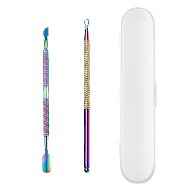 3 Sets 2-in-1 Color Titanium Nail Remover Set Stainless Steel Double-headed Dead Skin Push Set