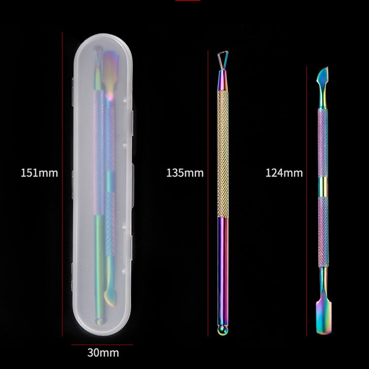 3 Sets 2-in-1 Color Titanium Nail Remover Set Stainless Steel Double-headed Dead Skin Push Set