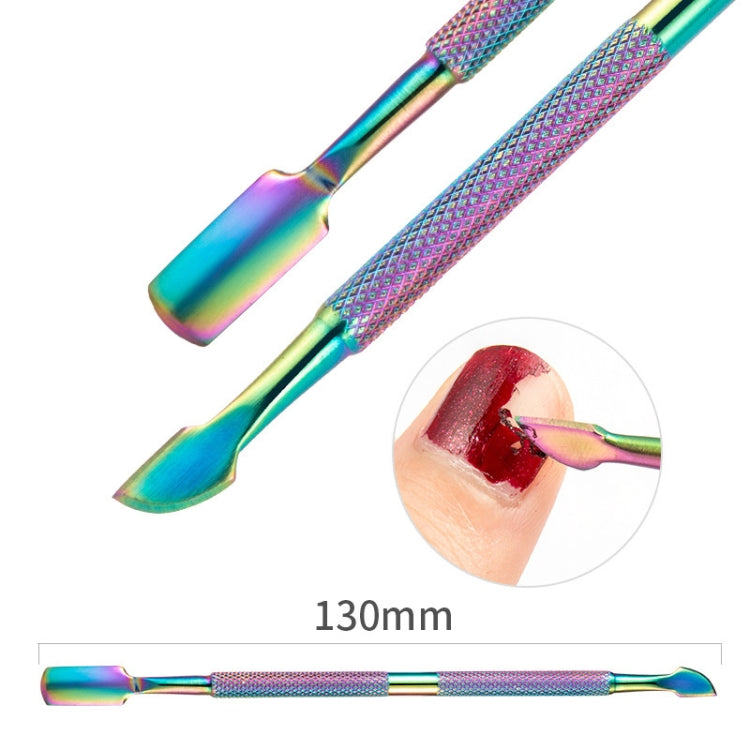 3 Sets 2-in-1 Color Titanium Nail Remover Set Stainless Steel Double-headed Dead Skin Push Set