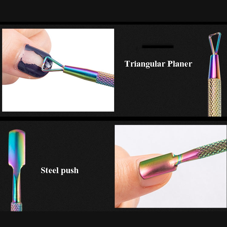 3 Sets 2-in-1 Color Titanium Nail Remover Set Stainless Steel Double-headed Dead Skin Push Set
