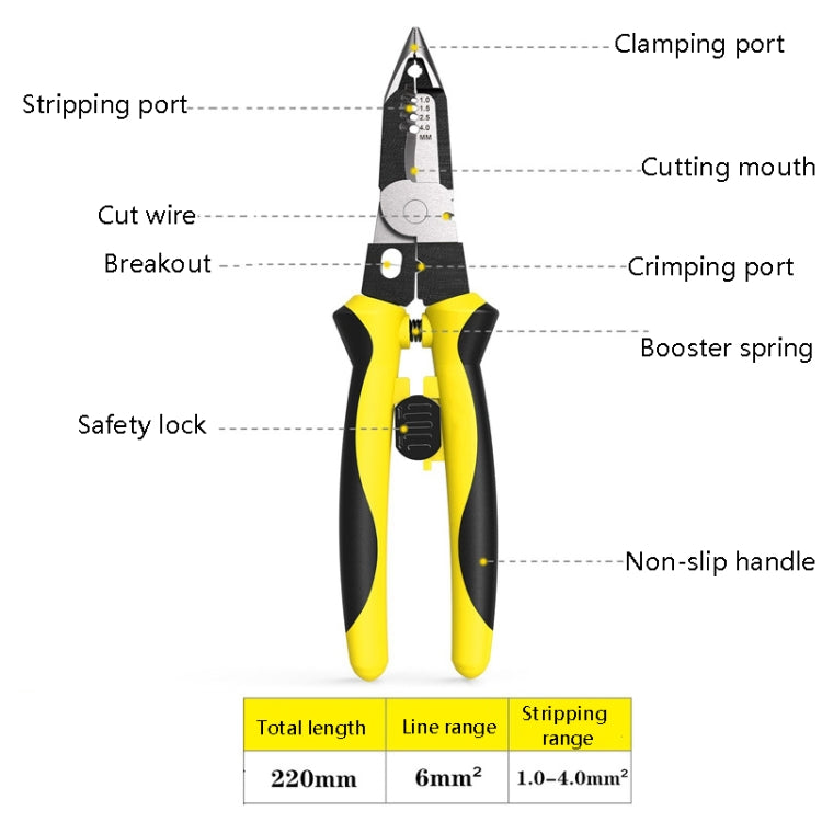 7 In 1 Multi-Function Wire Stripper Electrician Manual Tool(Black Yellow)