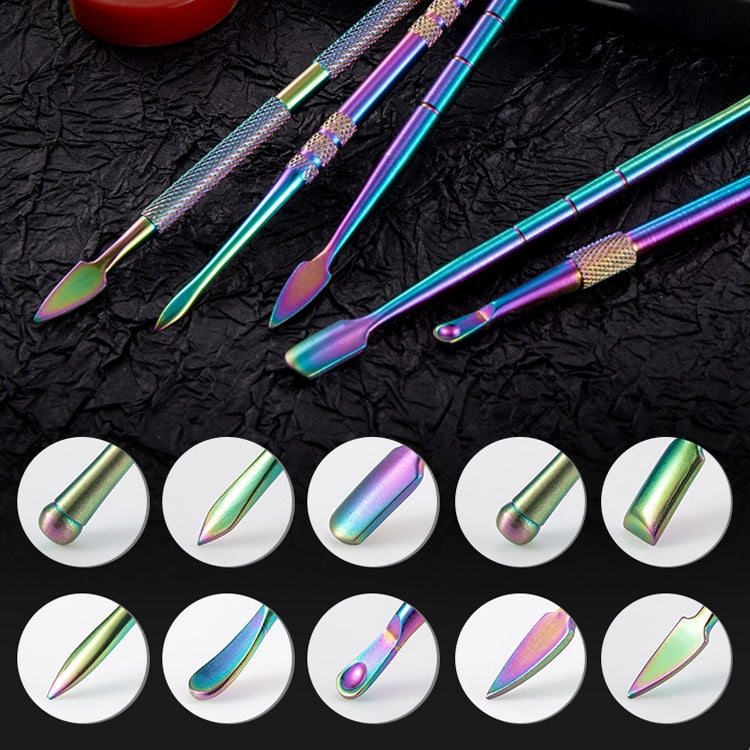 Nail Art Tool Set Smoke Cream Spoon Stainless Steel Steel Push Smoke Oil Spoon, Specification: 5 In 1 Silver