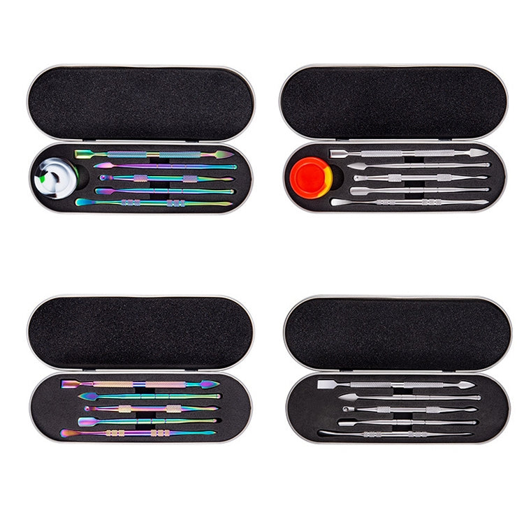 Nail Art Tool Set Smoke Cream Spoon Stainless Steel Steel Push Smoke Oil Spoon, Specification: 5 In 1 Color Titanium