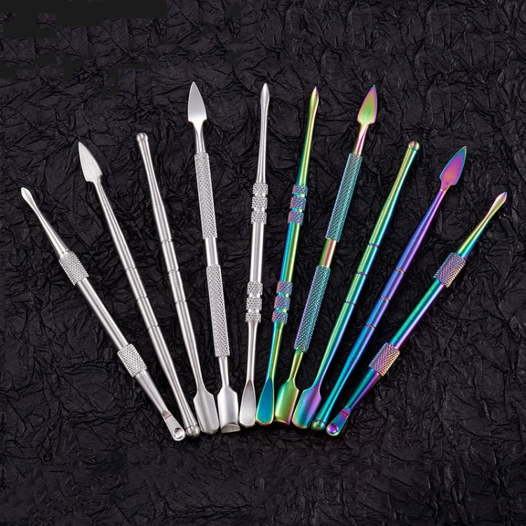 Nail Art Tool Set Smoke Cream Spoon Stainless Steel Steel Push Smoke Oil Spoon, Specification: 5 In 1 Color Titanium