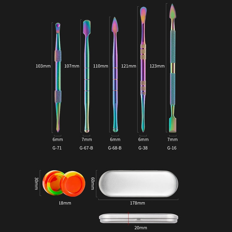 Nail Art Tool Set Smoke Cream Spoon Stainless Steel Steel Push Smoke Oil Spoon, Specification: 6 In 1 Color Titanium