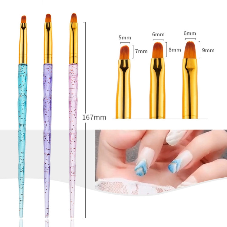 3 Sets Nail Pen Set Phototherapy Drawline Pen Painted Pen Flash Powder Pen Rod Smudge Carving Pen,Style:  3 In 1 Round Head