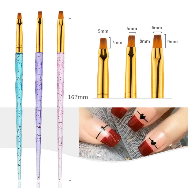 3 Sets Nail Pen Set Phototherapy Drawline Pen Painted Pen Flash Powder Pen Rod Smudge Carving Pen,Style: 3 In 1 Flat Head