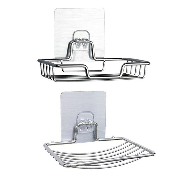 4 PCS Stainless Steel Wall-Mounted Bathroom Soap Storage Rack, Style: Single Layer With Sticker
