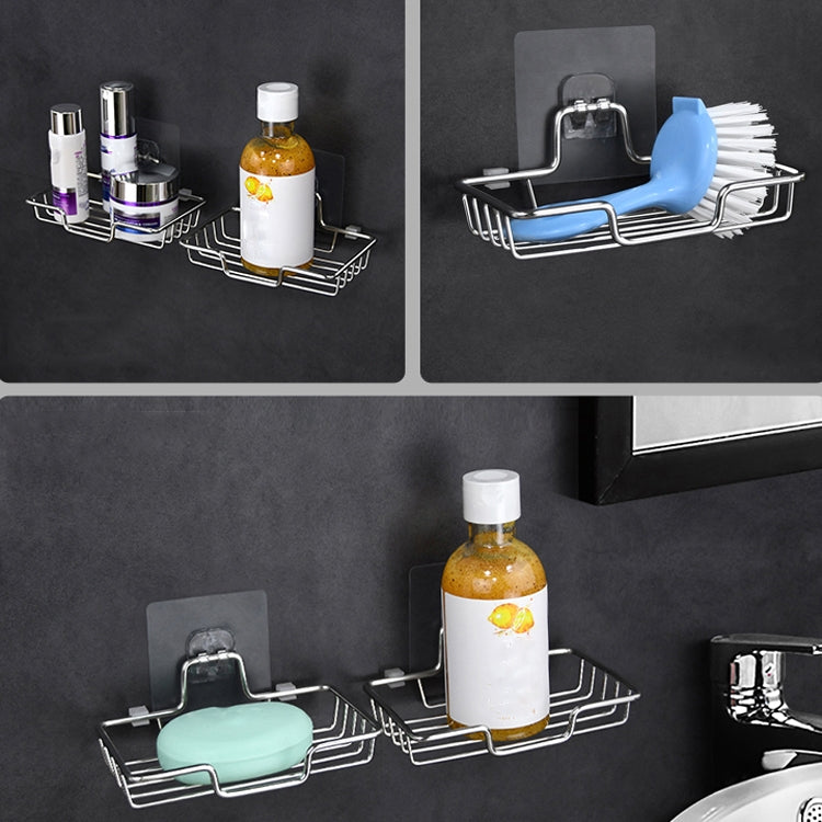 4 PCS Stainless Steel Wall-Mounted Bathroom Soap Storage Rack, Style: Single Layer With Sticker