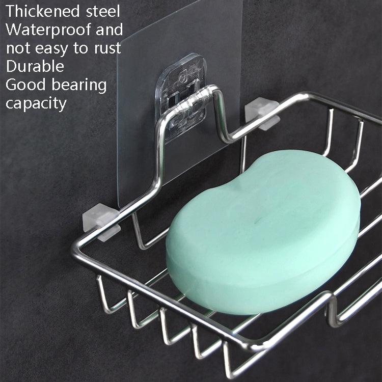 4 PCS Stainless Steel Wall-Mounted Bathroom Soap Storage Rack, Style: Single Layer Curved With Sticker