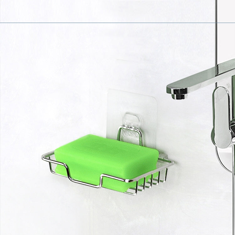 4 PCS Stainless Steel Wall-Mounted Bathroom Soap Storage Rack, Style: Single Layer Curved With Sticker
