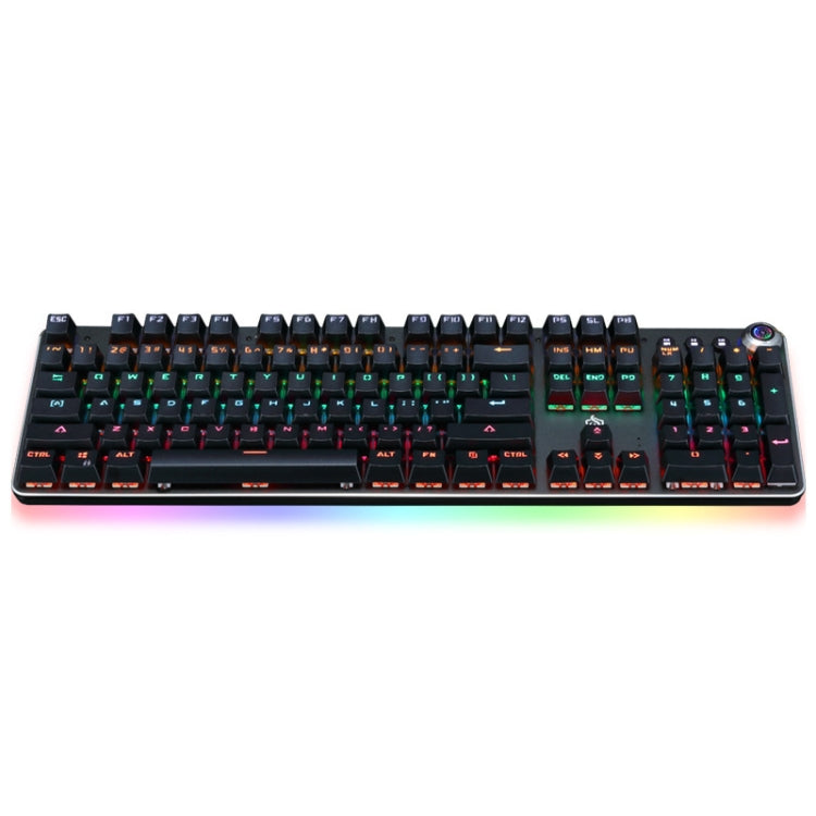 K820A 104 Keys Office Computer Game Internet Cafe Green Shaft Mechanical Keyboard, Cabel Length:1.6m(Black)