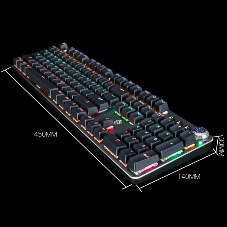 K820A 104 Keys Office Computer Game Internet Cafe Green Shaft Mechanical Keyboard, Cabel Length:1.6m(Black)