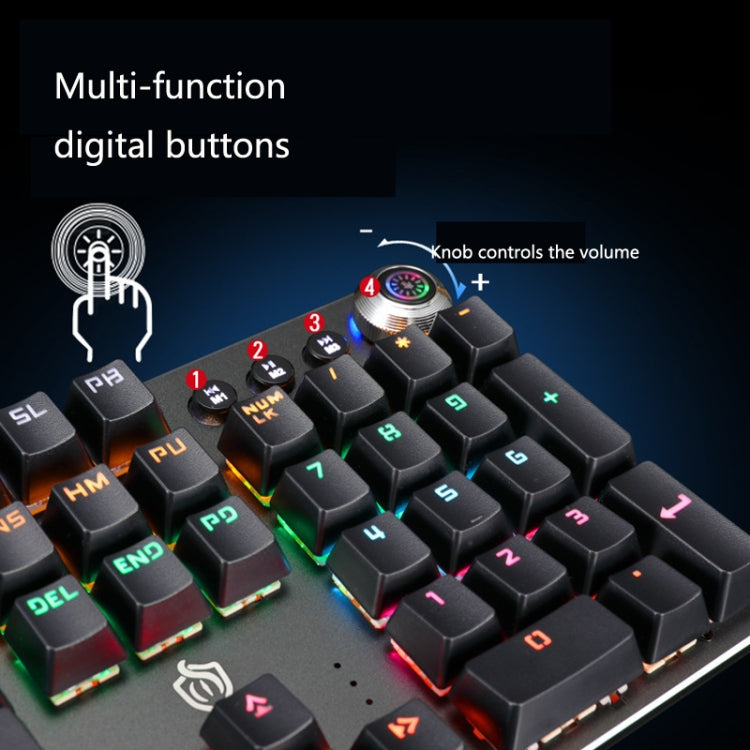 K820A 104 Keys Office Computer Game Internet Cafe Green Shaft Mechanical Keyboard, Cabel Length:1.6m(Black)