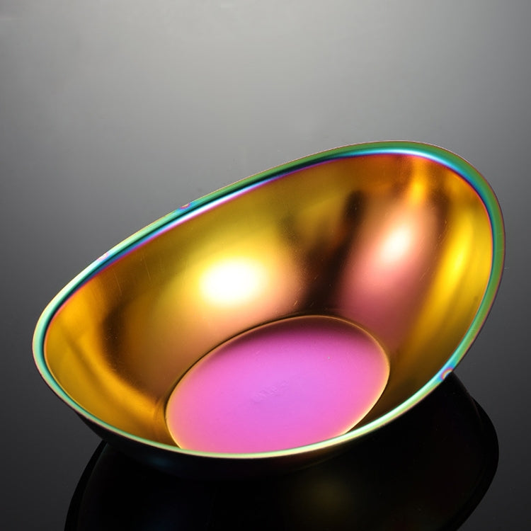 304 Stainless Steel Ingot Shape Salad Bowl Plate Rotisserie Tableware French Fries Container, Colour: Symphony