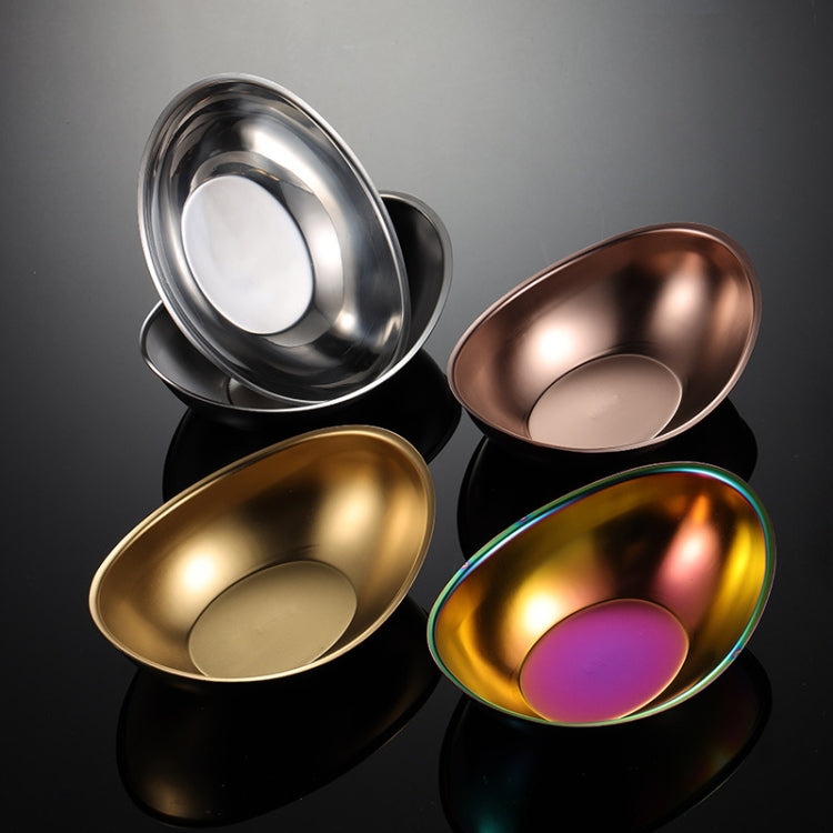304 Stainless Steel Ingot Shape Salad Bowl Plate Rotisserie Tableware French Fries Container, Colour: Bright Light