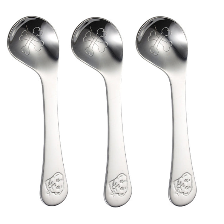 3 PCS  304 Stainless Steel Baby Eating Elbow Training Spoon Cartoon Pattern Baby Practice Spoon