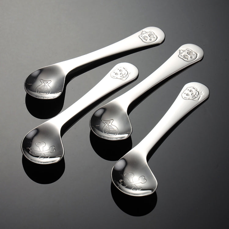 3 PCS  304 Stainless Steel Baby Eating Elbow Training Spoon Cartoon Pattern Baby Practice Spoon