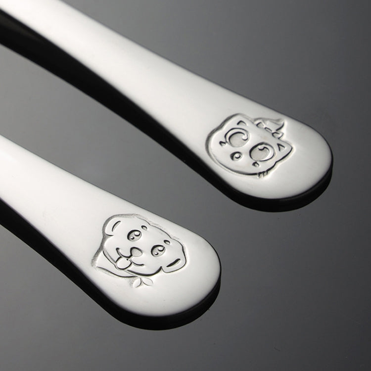 3 PCS  304 Stainless Steel Baby Eating Elbow Training Spoon Cartoon Pattern Baby Practice Spoon