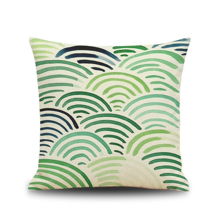 2 PCS Leaf 3D Printed Abstract Geometric Linen Pillowcase, Without Pillow Core, Size: 45x45cm