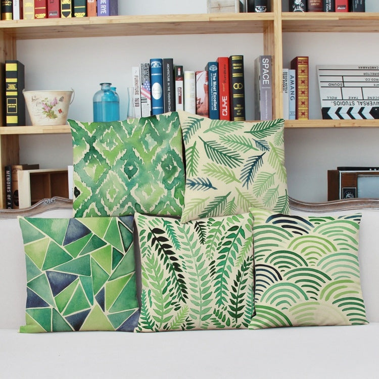 2 PCS Leaf 3D Printed Abstract Geometric Linen Pillowcase, Without Pillow Core, Size: 45x45cm