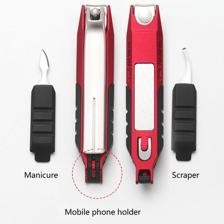 Anti-splash Nail Clippers Multifunctional Mobile Phone Holder Nail Clippers,Style: Red