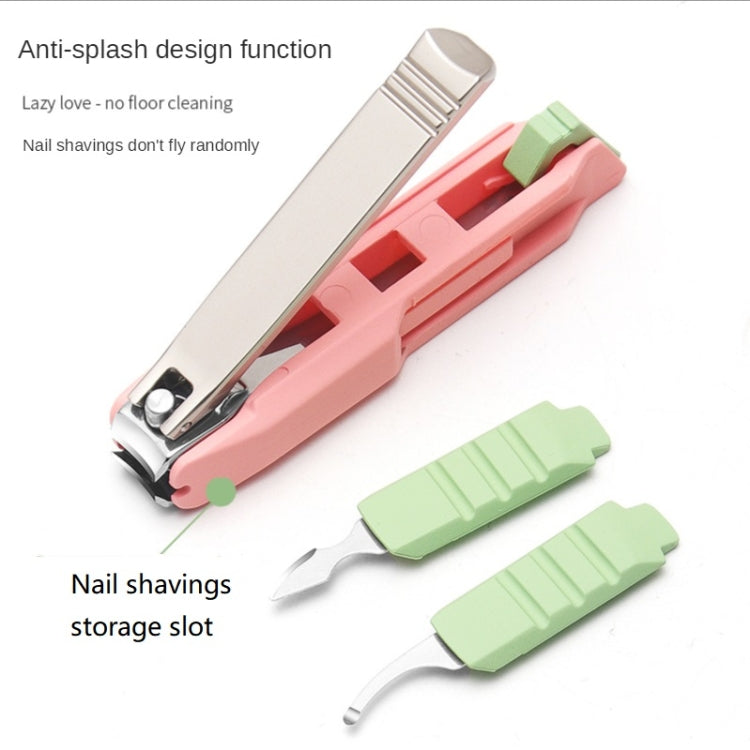 Anti-splash Nail Clippers Multifunctional Mobile Phone Holder Nail Clippers,Style: Pink +Iron Box